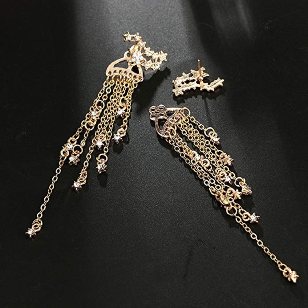Star Tassel Crystal Stud Earrings - Picture 3 of 3